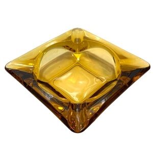 Vintage Anchor Hocking Amber Glass Ashtray